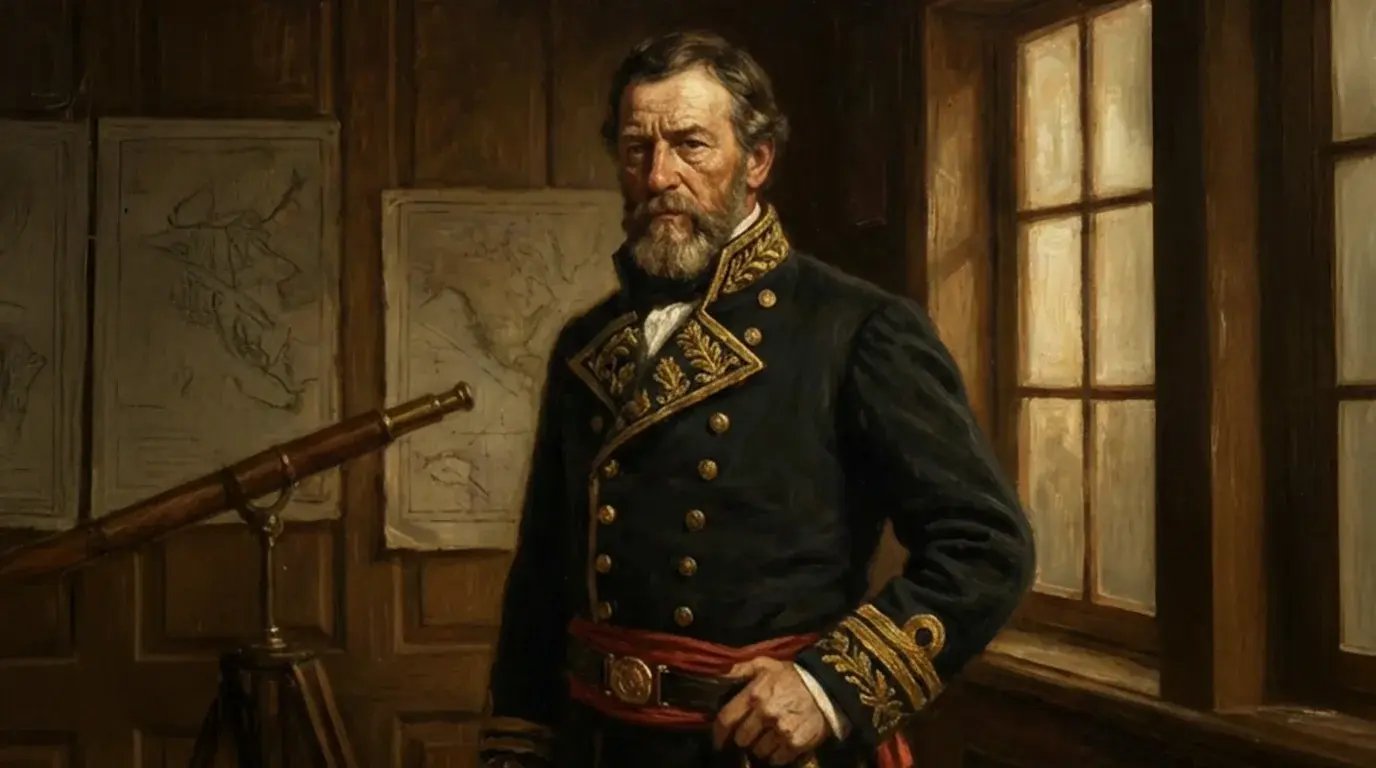 Painting of a historical high-ranking navy officer.